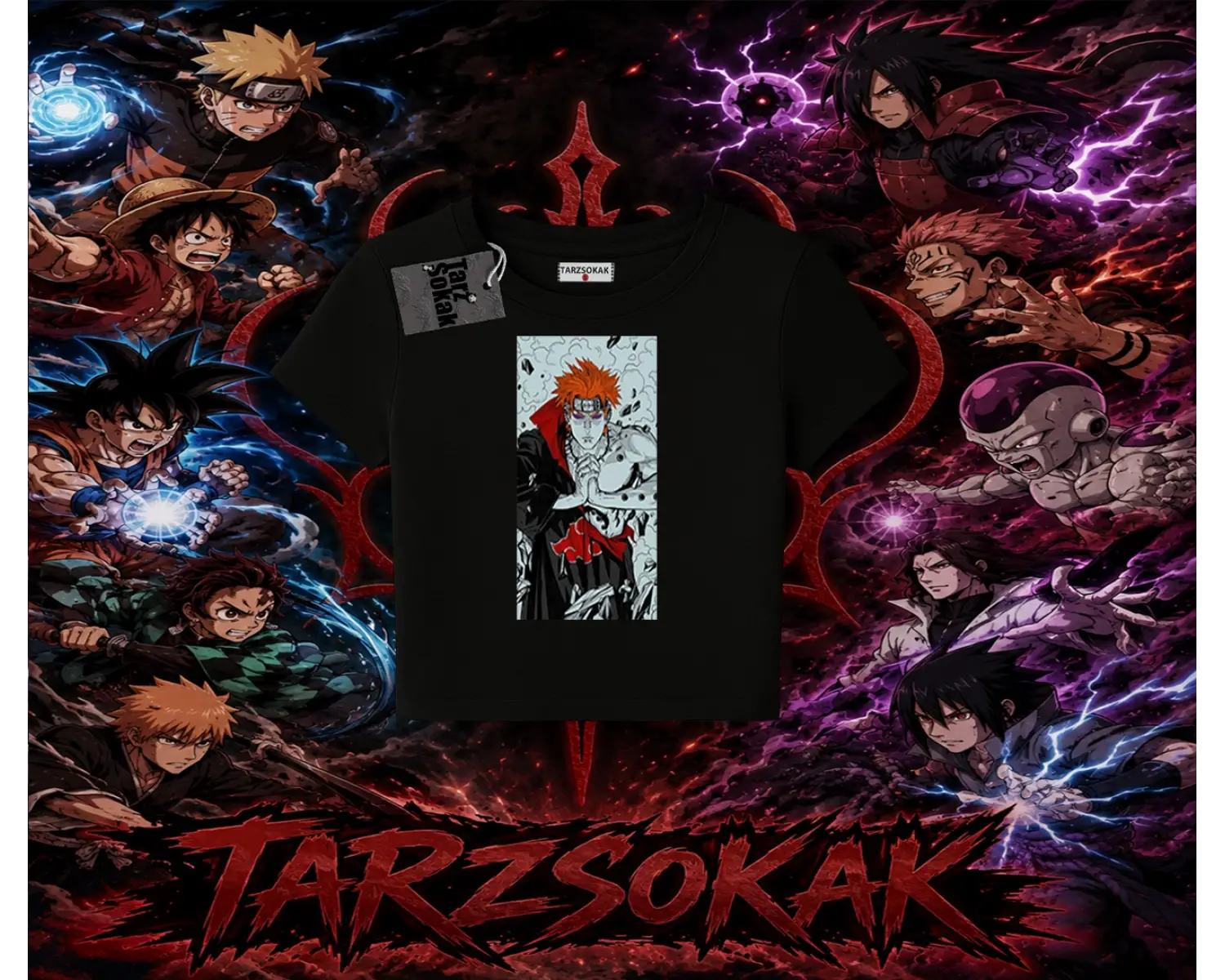 Pain nagato Naruto Anime Karakter Kadın Baby Tee Beyaz