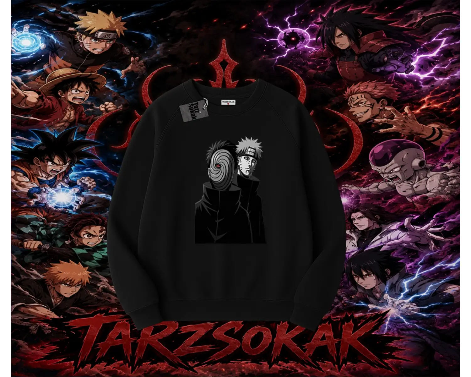 Pain nagato Naruto Anime Karakter Oversize Unisex Bisiklet Yaka Sweatshirt Beyaz