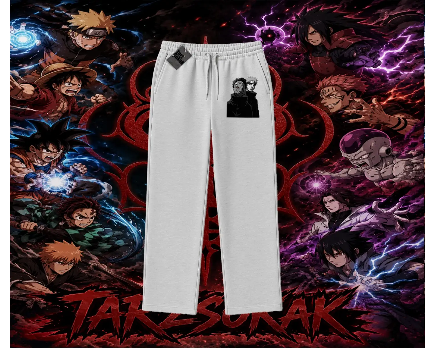 Pain nagato Naruto Anime Karakter Unisex Baggy Eşofman Altı Beyaz