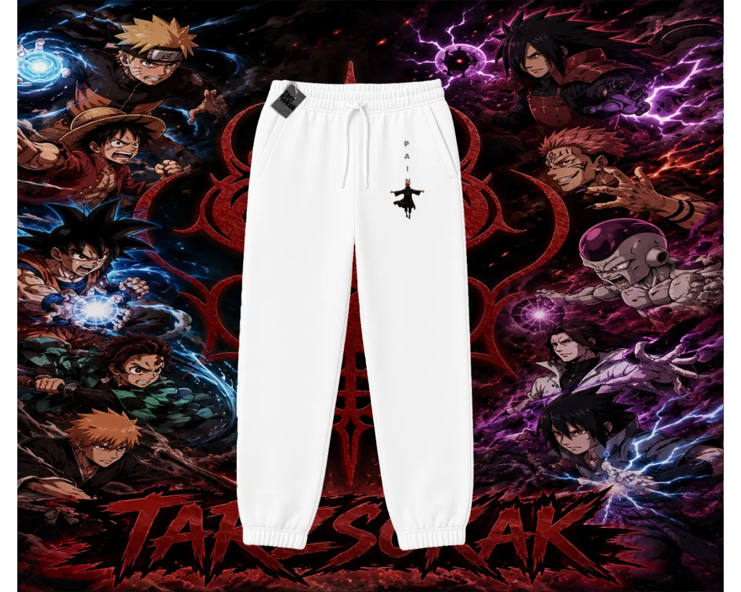 Pain nagato Naruto Anime Karakter Unisex Jogger Eşofman Altı Beyaz