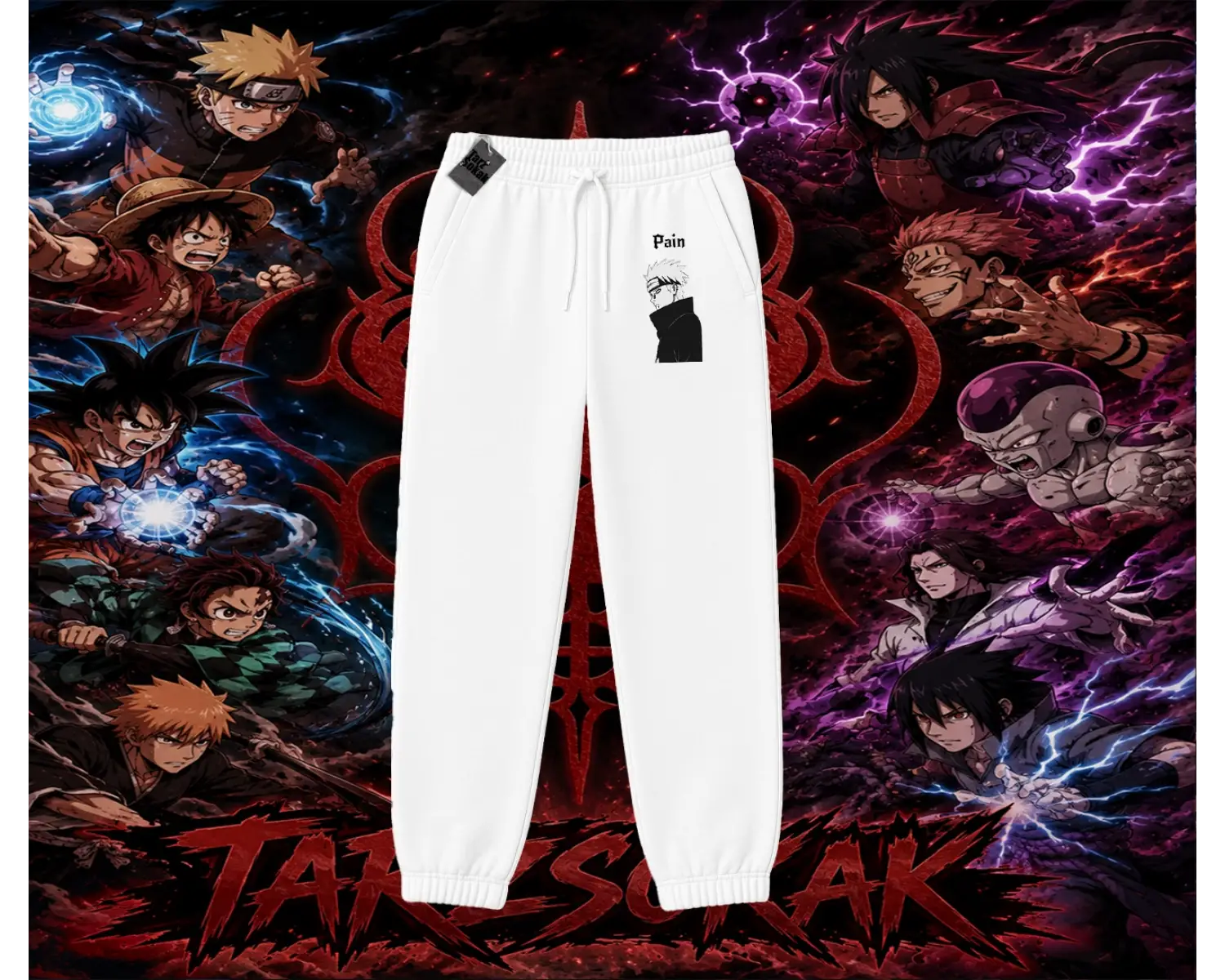 Pain nagato Naruto Anime Karakter Unisex Jogger Eşofman Altı Beyaz
