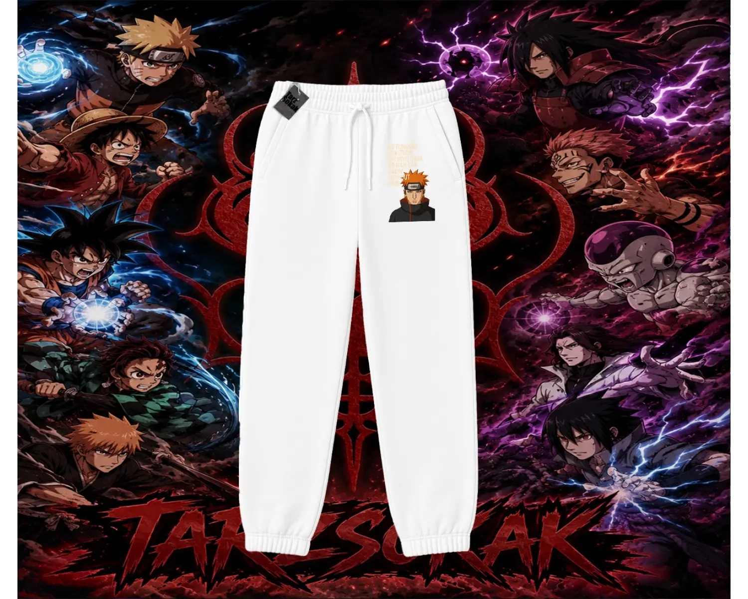 Pain nagato Naruto Anime Karakter Unisex Jogger Eşofman Altı Beyaz