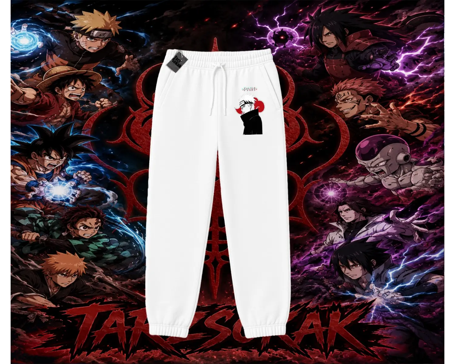 Pain nagato Naruto Anime Karakter Unisex Jogger Eşofman Altı Beyaz