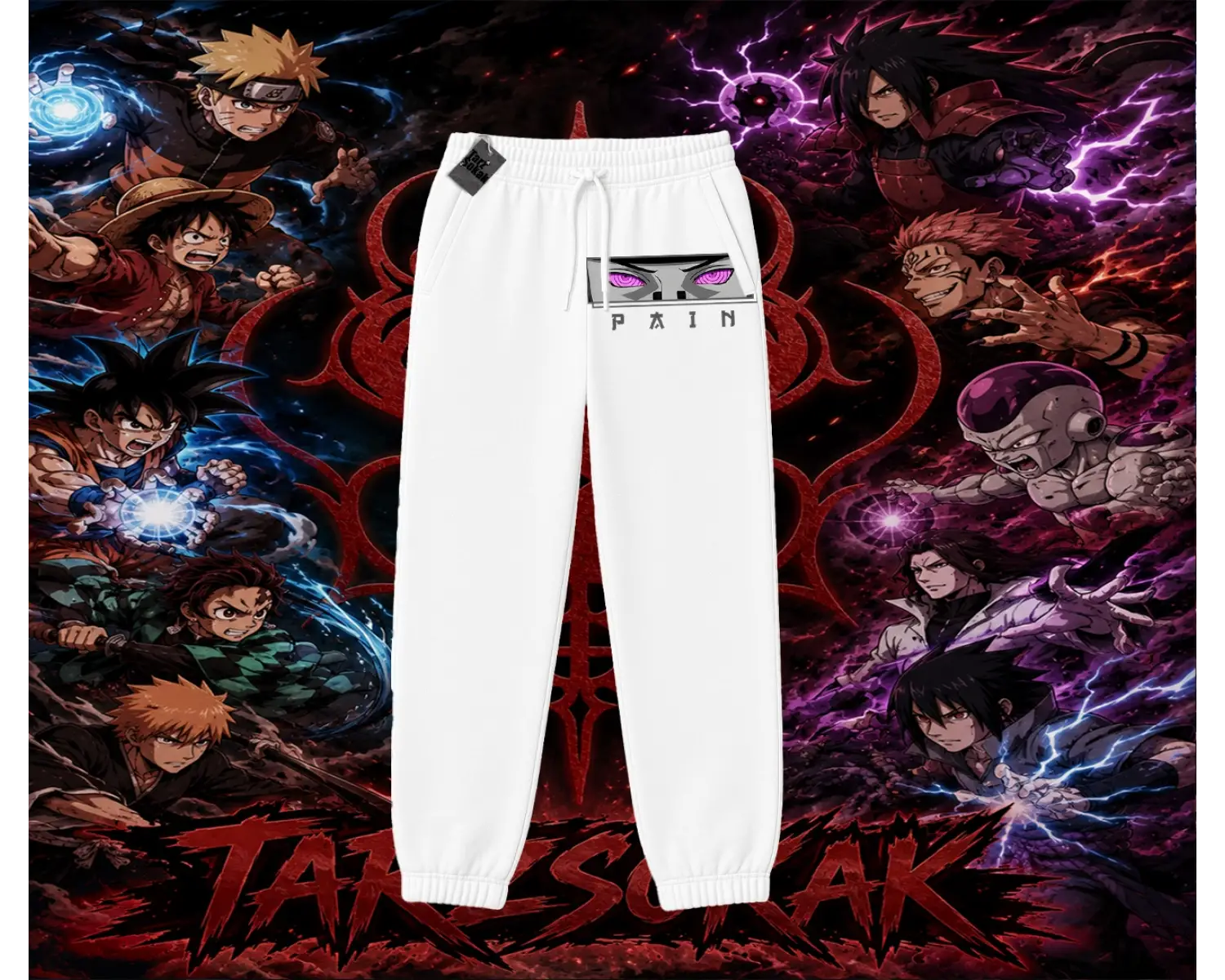 Pain nagato Naruto Anime Karakter Unisex Jogger Eşofman Altı Beyaz