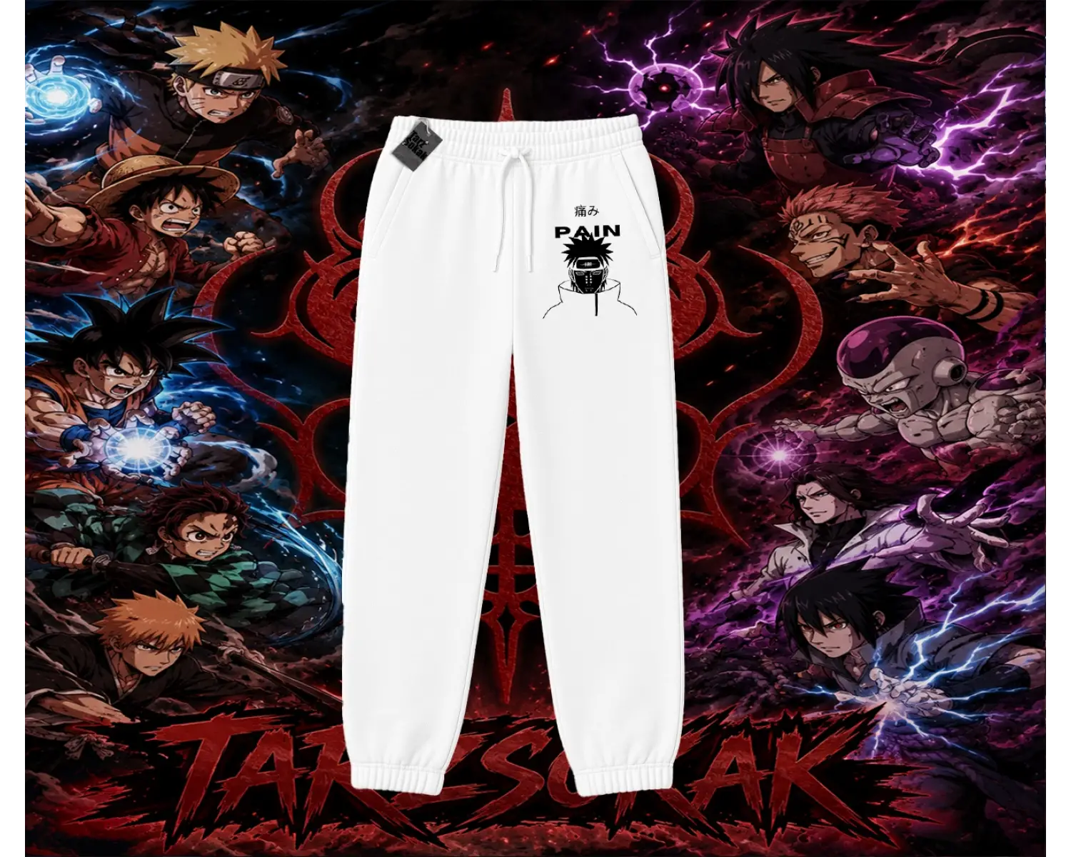 Pain nagato Naruto Anime Karakter Unisex Jogger Eşofman Altı Beyaz