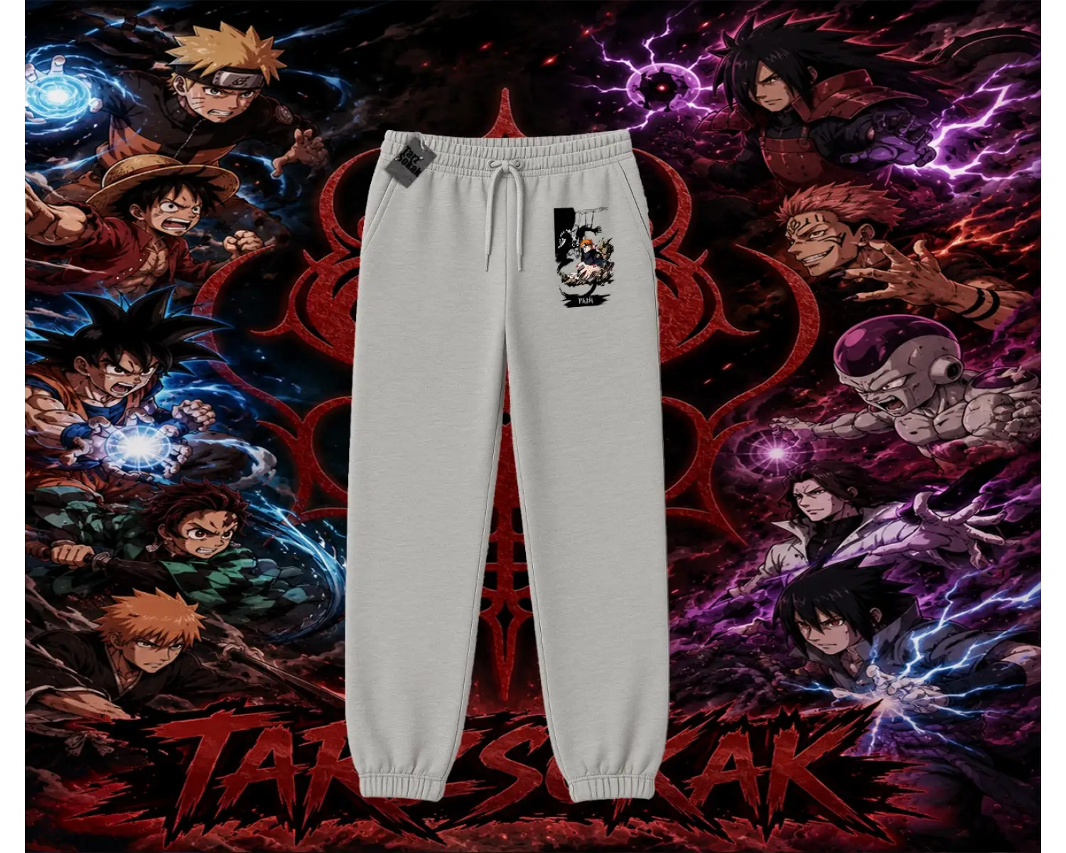 Pain nagato Naruto Anime Karakter Unisex Jogger Eşofman Altı Beyaz