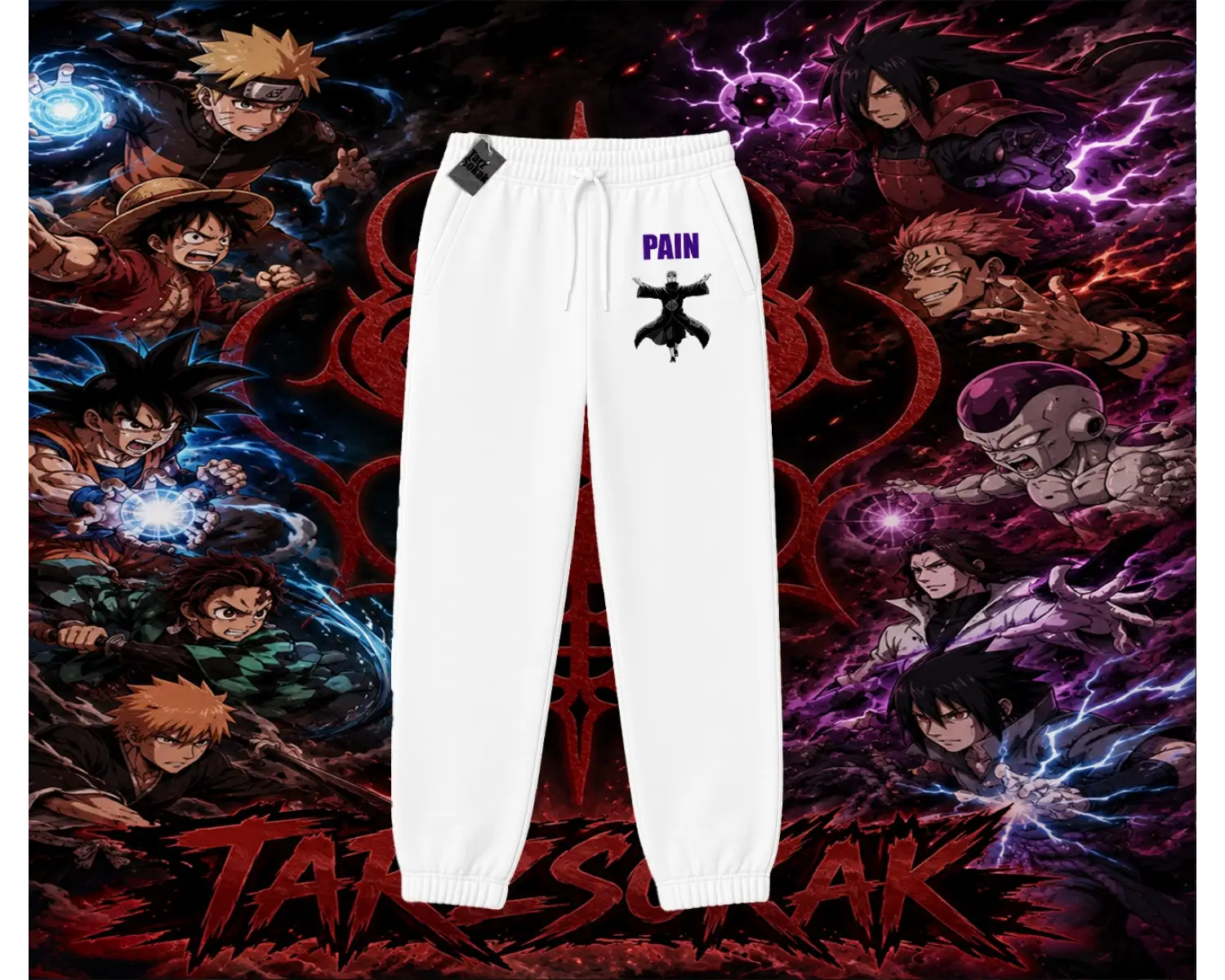 Pain nagato Naruto Anime Karakter Unisex Jogger Eşofman Altı Beyaz