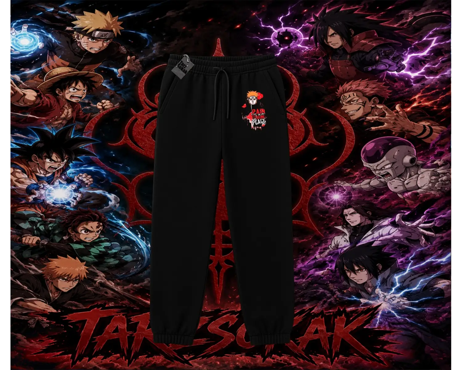 Pain nagato Naruto Anime Karakter Unisex Jogger Eşofman Altı Beyaz