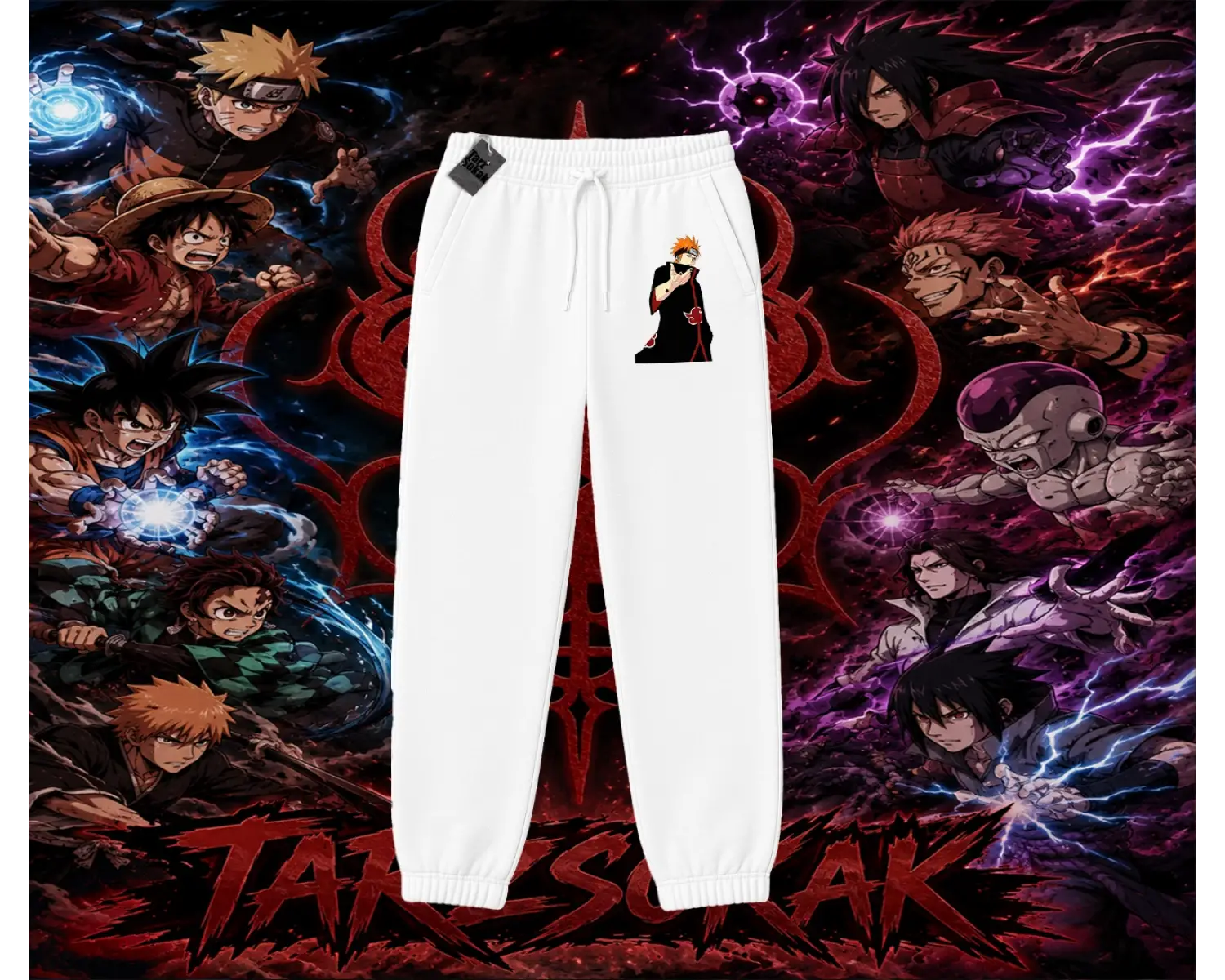 Pain nagato Naruto Anime Karakter Unisex Jogger Eşofman Altı Beyaz