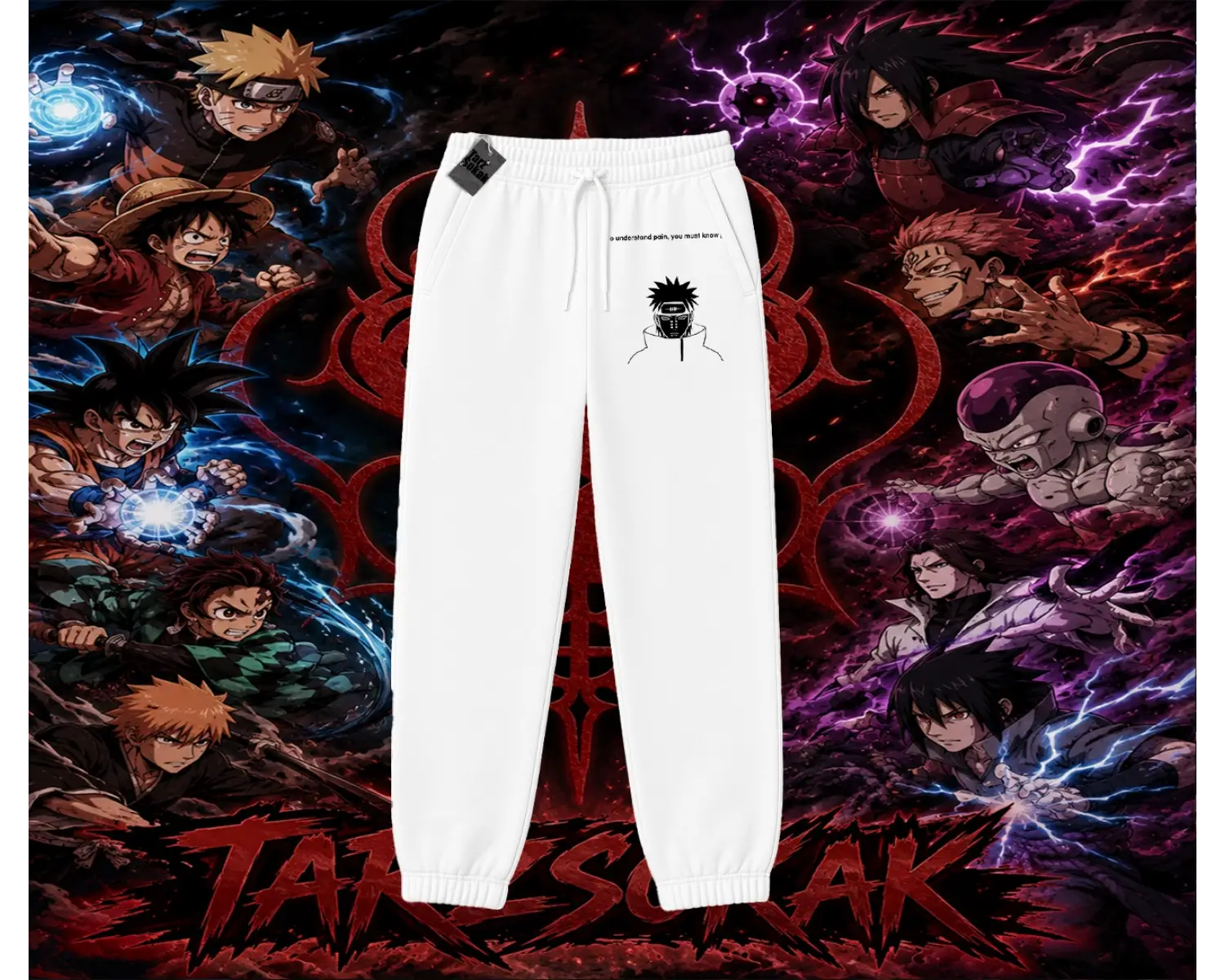 Pain nagato Naruto Anime Karakter Unisex Jogger Eşofman Altı Beyaz