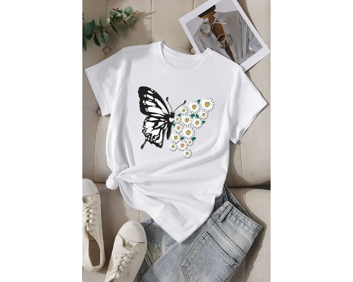 Pamuklu Papatya Kelebek Tasarım