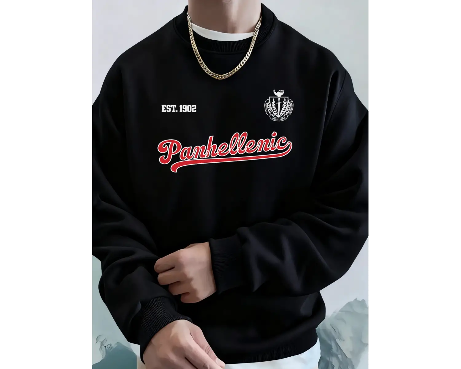 Panhellenic Est 1902 Yaratıcı Mektup Baskılı Koşu Sonbahar Polar Kapşonlu Erkek Günlük Temel