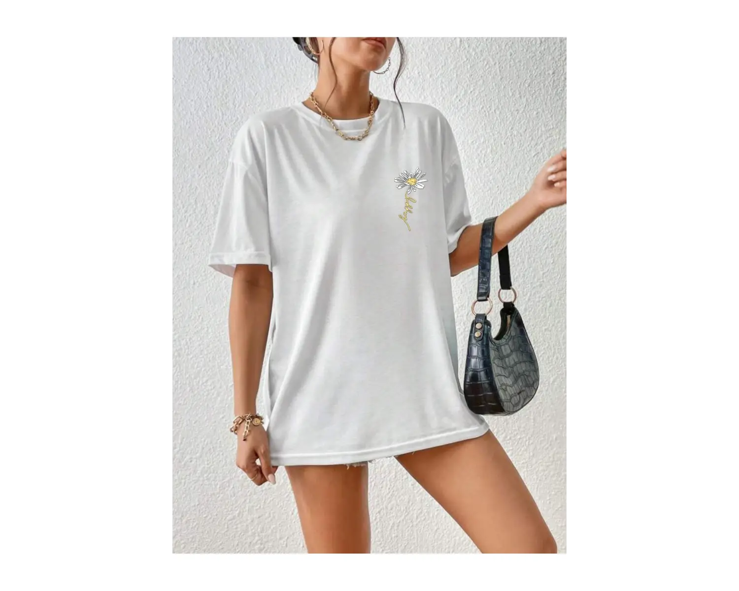 PAPATYA Baskılı Yazlık Pamuklu Kumaş Oversize Kalıp