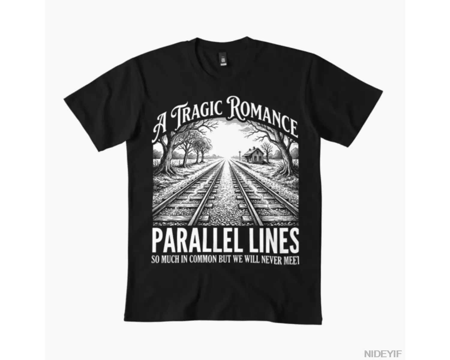 Paralel Çizgiler Bir Trajik Romantizm Matematik Pun T-shirt Erkekler Kadınlar Için % 100% Pam