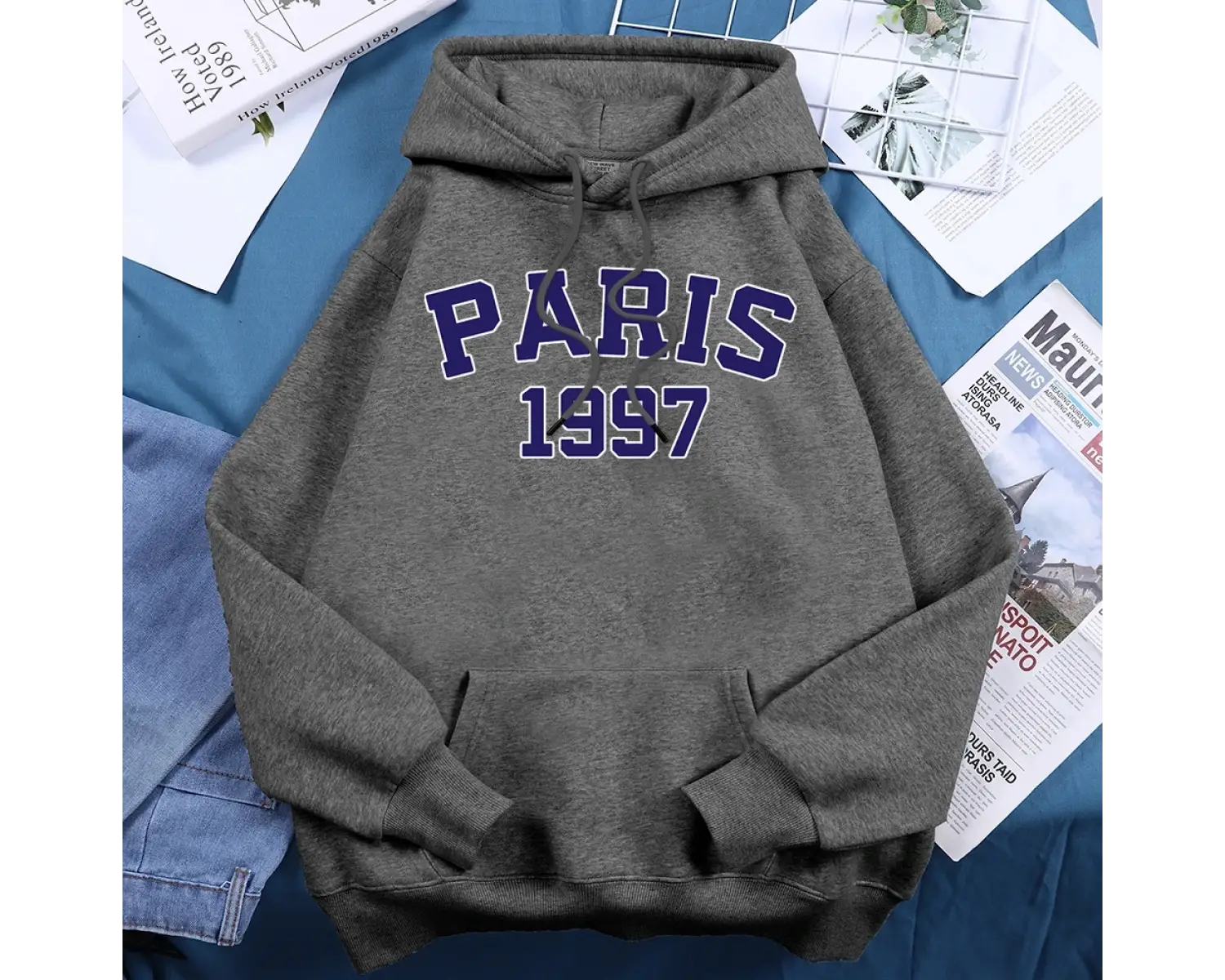 Paris 1997 sokak şehir mektup baskı Hoodies kadınlar sıcak polar günlük kazaklar moda rahat k