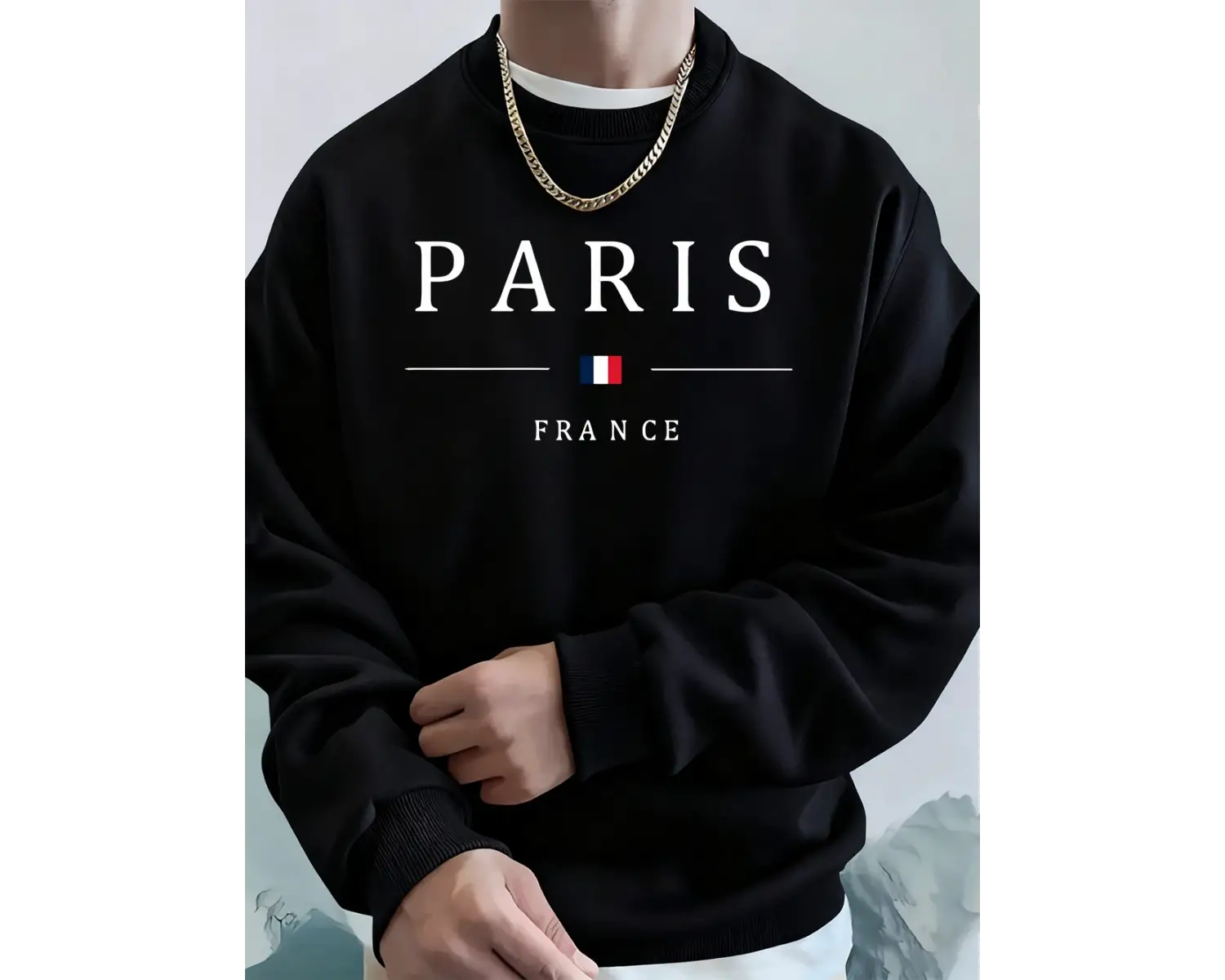 Paris Fransa Bayrağı Baskılı Erkek Kapüşonlu Üstleri Sonbahar Büyük Beden Sweatshirt Hip Hop