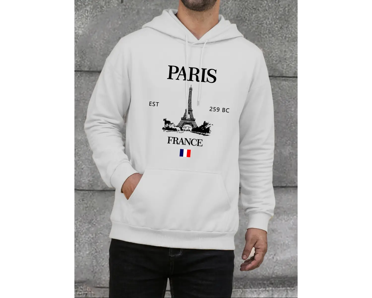 Paris Fransa Eyfel Kulesi Baskı Erkek Hoodie Sokak Hip Hop Giysileri Polar Rahat Hoody Sonbah