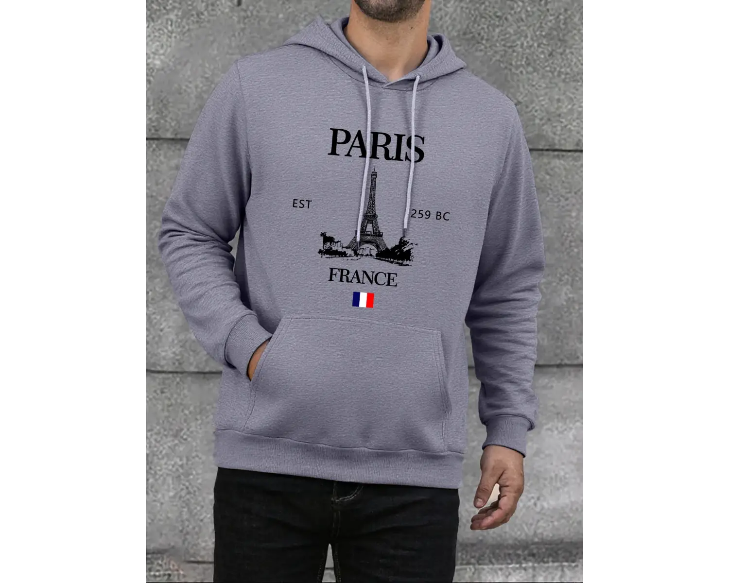 Paris Fransa Eyfel Kulesi Baskı Erkek Hoodie Sokak Hip Hop Giysileri Polar Rahat Hoody Sonbah