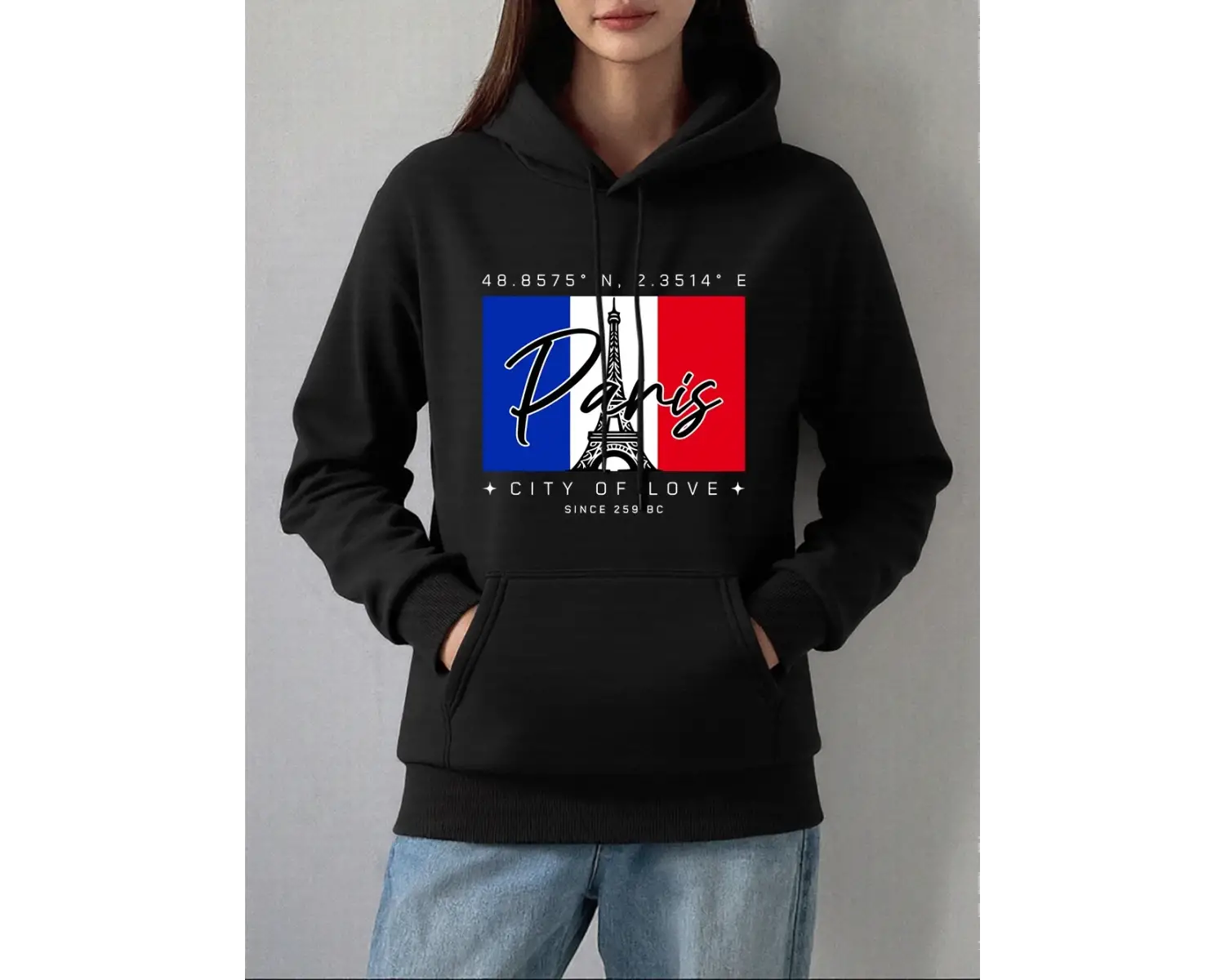 Paris şehir aşk baskı Hoodies kadın sonbahar kış polar sıcak tişörtü temelleri cep kazaklar r