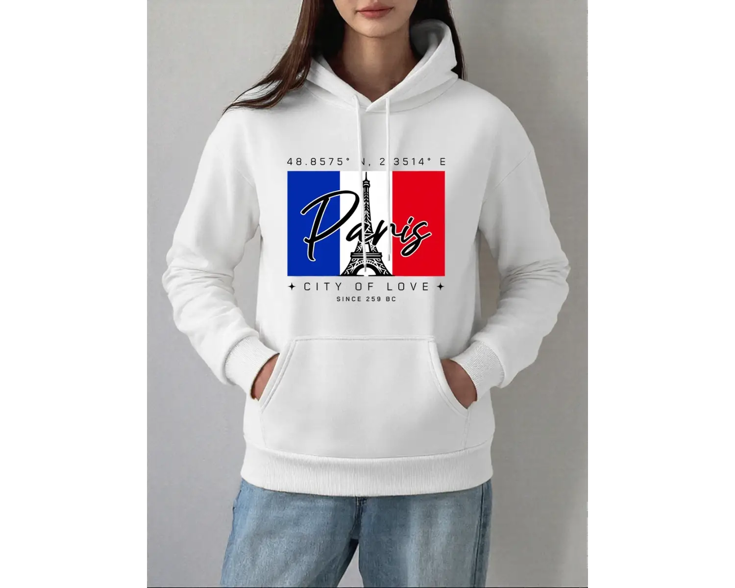 Paris şehir aşk baskı Hoodies kadın sonbahar kış polar sıcak tişörtü temelleri cep kazaklar r