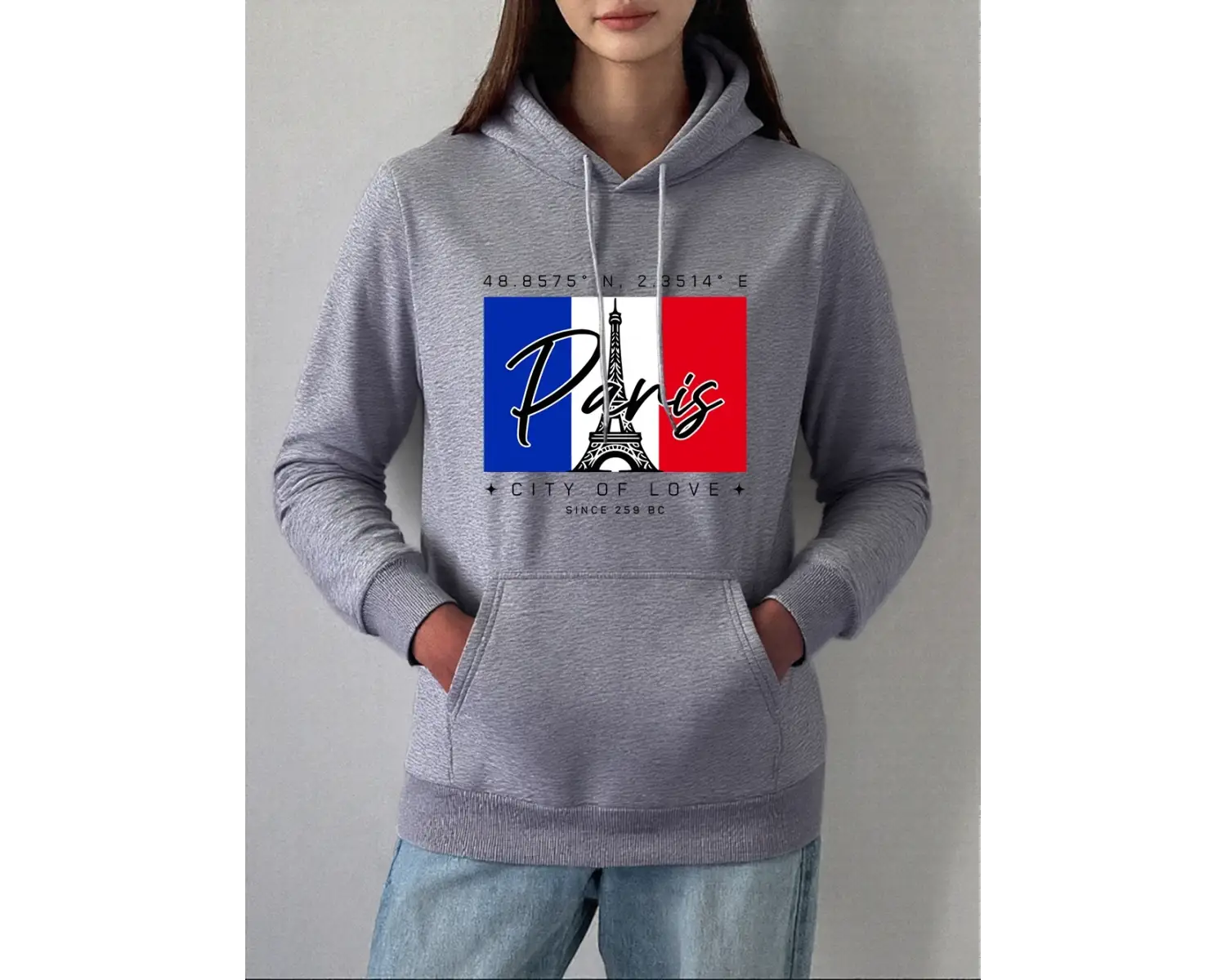 Paris şehir aşk baskı Hoodies kadın sonbahar kış polar sıcak tişörtü temelleri cep kazaklar r