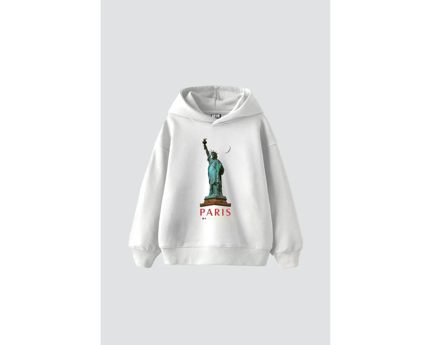 Parıs State Of Lıberty Baskılı Oversize Unisex Beyaz