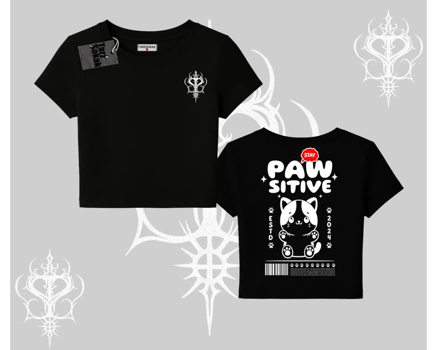 Paw Sitive Kedi Arka Baskılı Babby Tee Tshirt