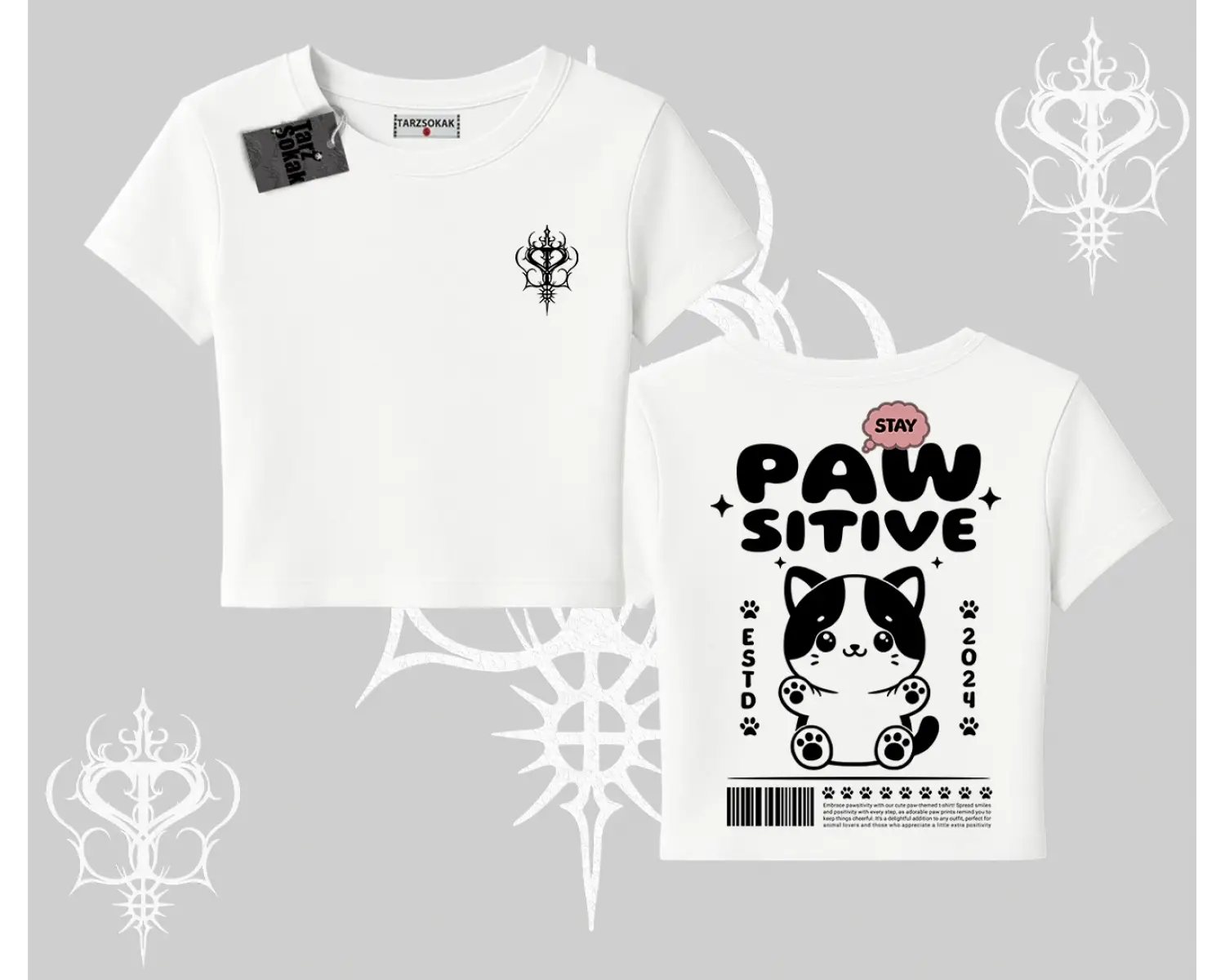 Paw Sitive Kedi Arka Baskılı Babby Tee Tshirt