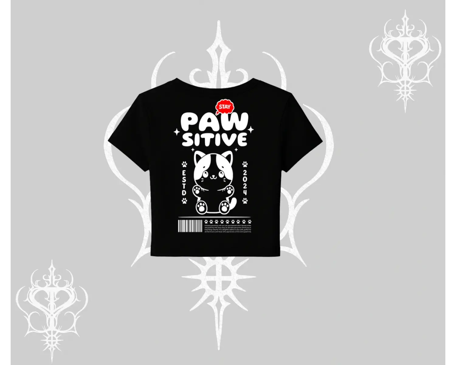 Paw Sitive Kedi Arka Baskılı Babby Tee Tshirt