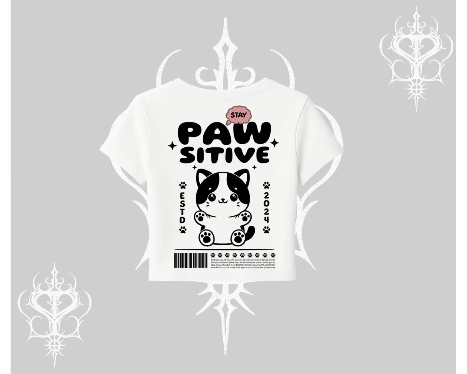 Paw Sitive Kedi Arka Baskılı Babby Tee Tshirt