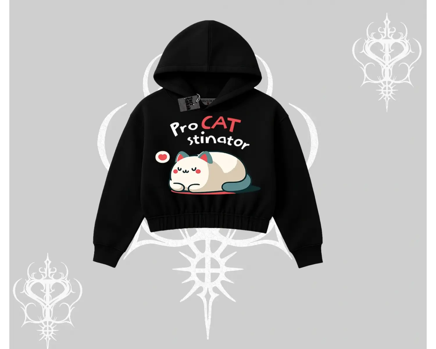 Paws Off Yazılı Kedi Baskılı Streetwear Biskilet Sweatshirt