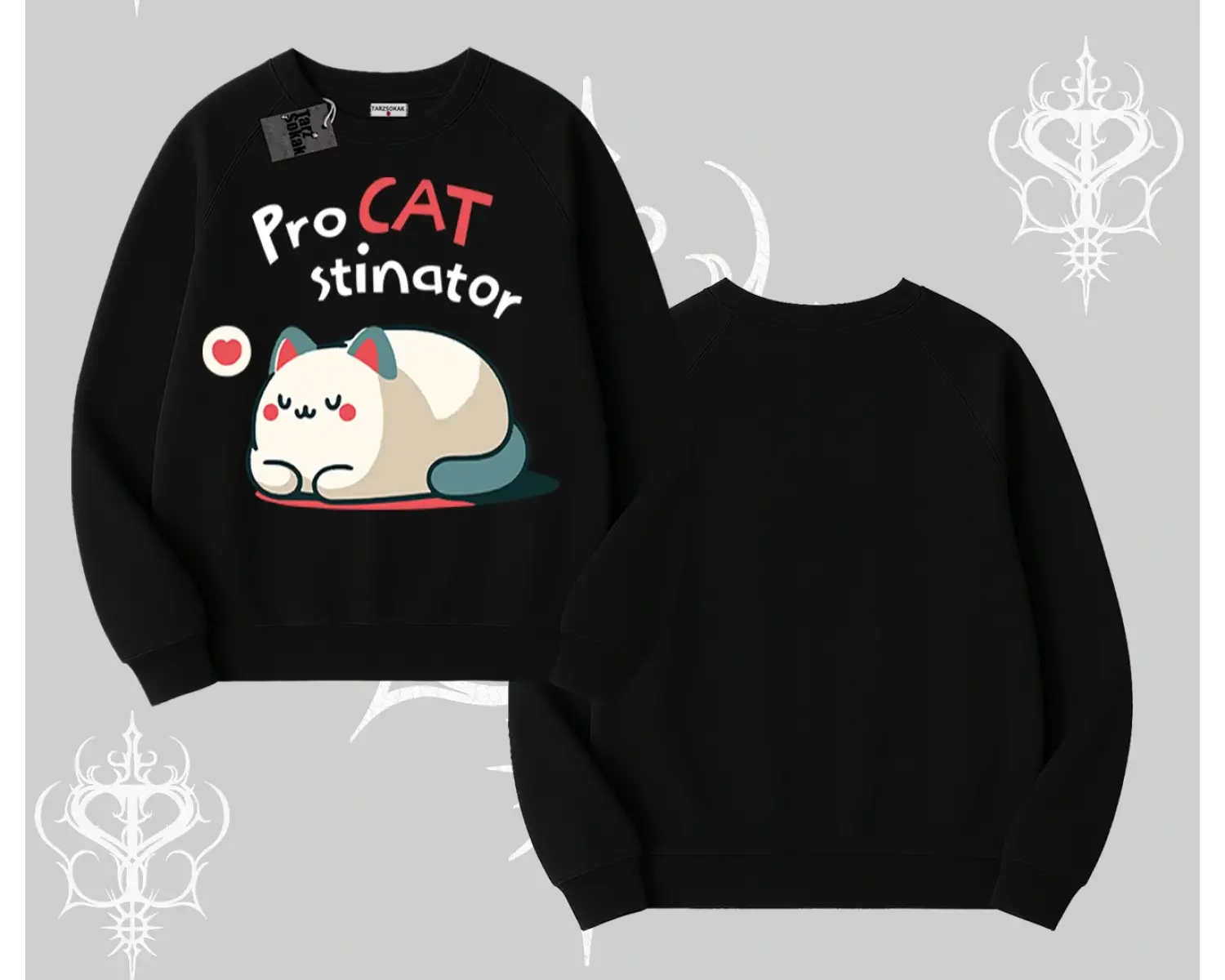 Paws Off Yazılı Kedi Baskılı Streetwear Kapşonlu Sweatshirt