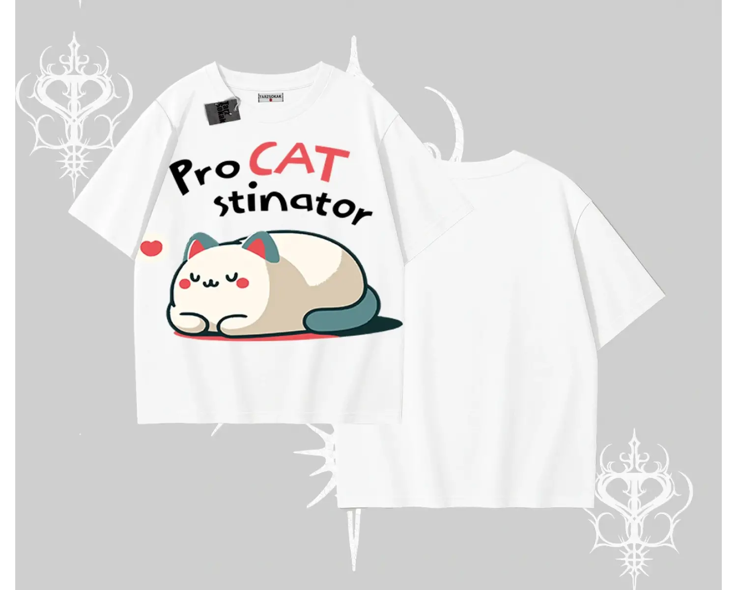 Paws Off Yazılı Kedi Baskılı Streetwear Kayık Yaka Sweatshirt