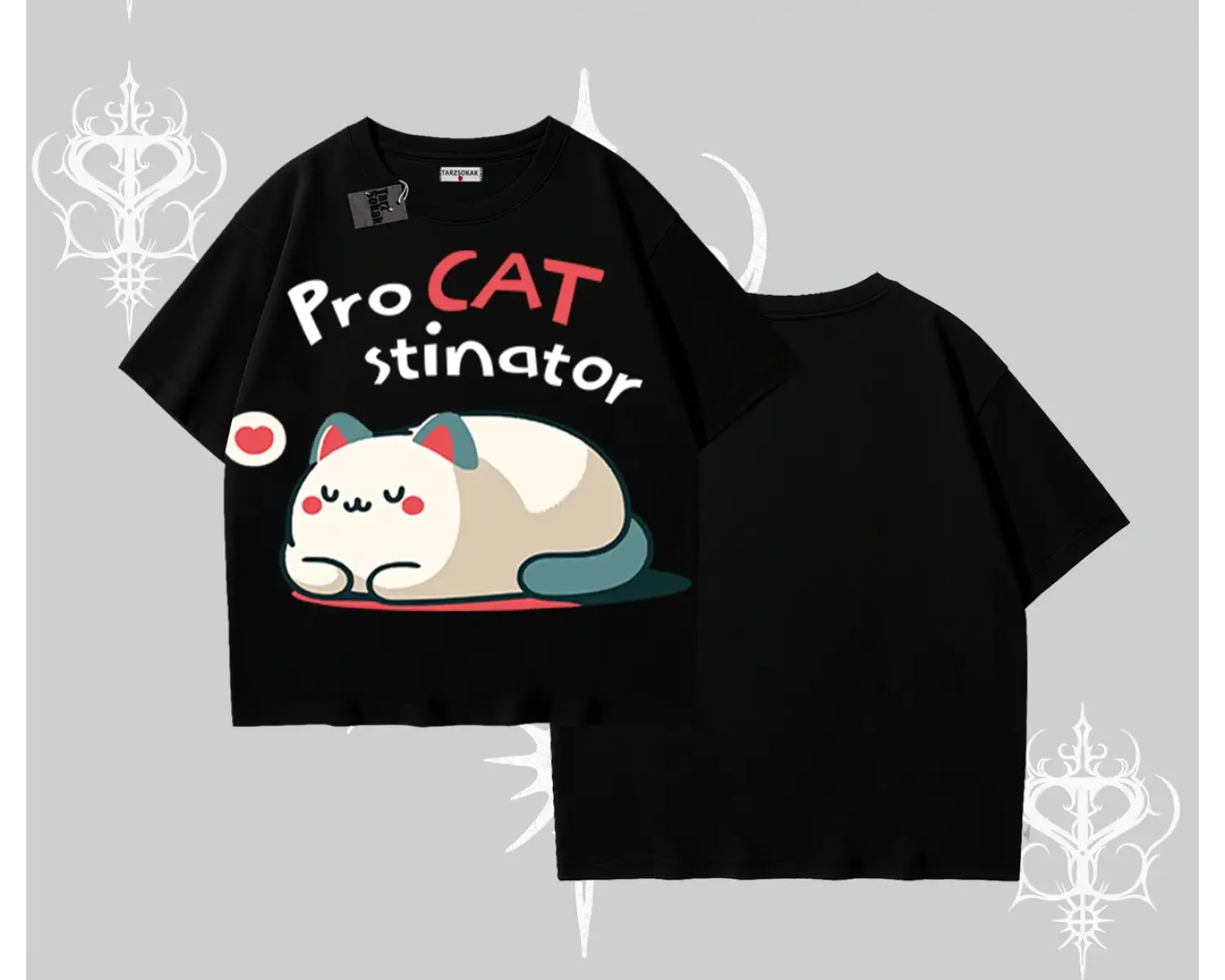 Paws Off Yazılı Kedi Baskılı Streetwear Kayık Yaka Sweatshirt