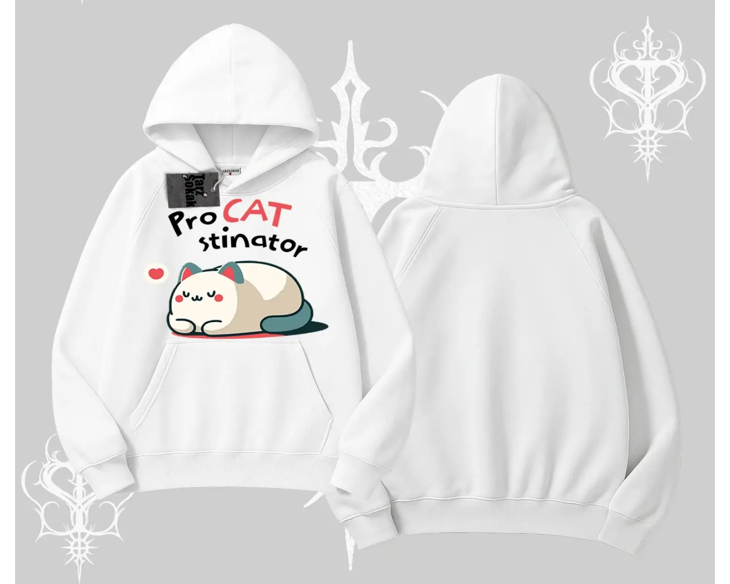 Paws Off Yazılı Kedi Baskılı Streetwear Kolsuz Tshirt