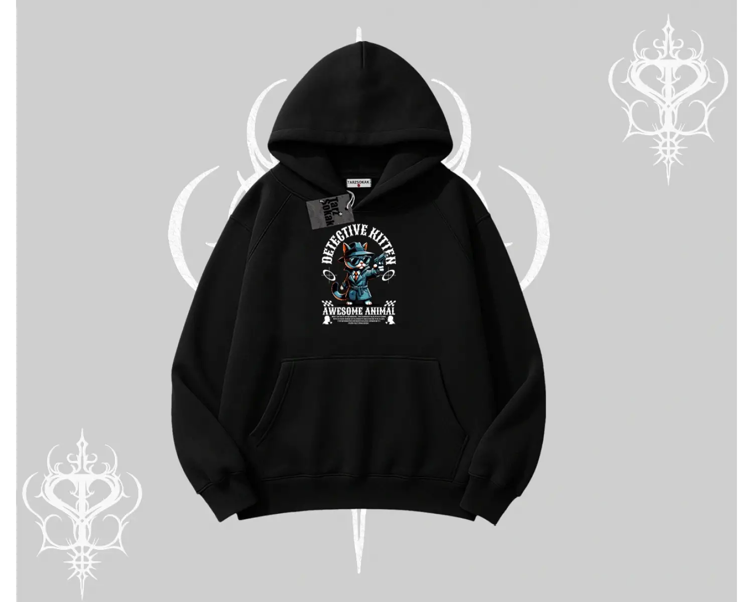 Paws Off Yazılı Kedi Baskılı Streetwear Kolsuz Tshirt