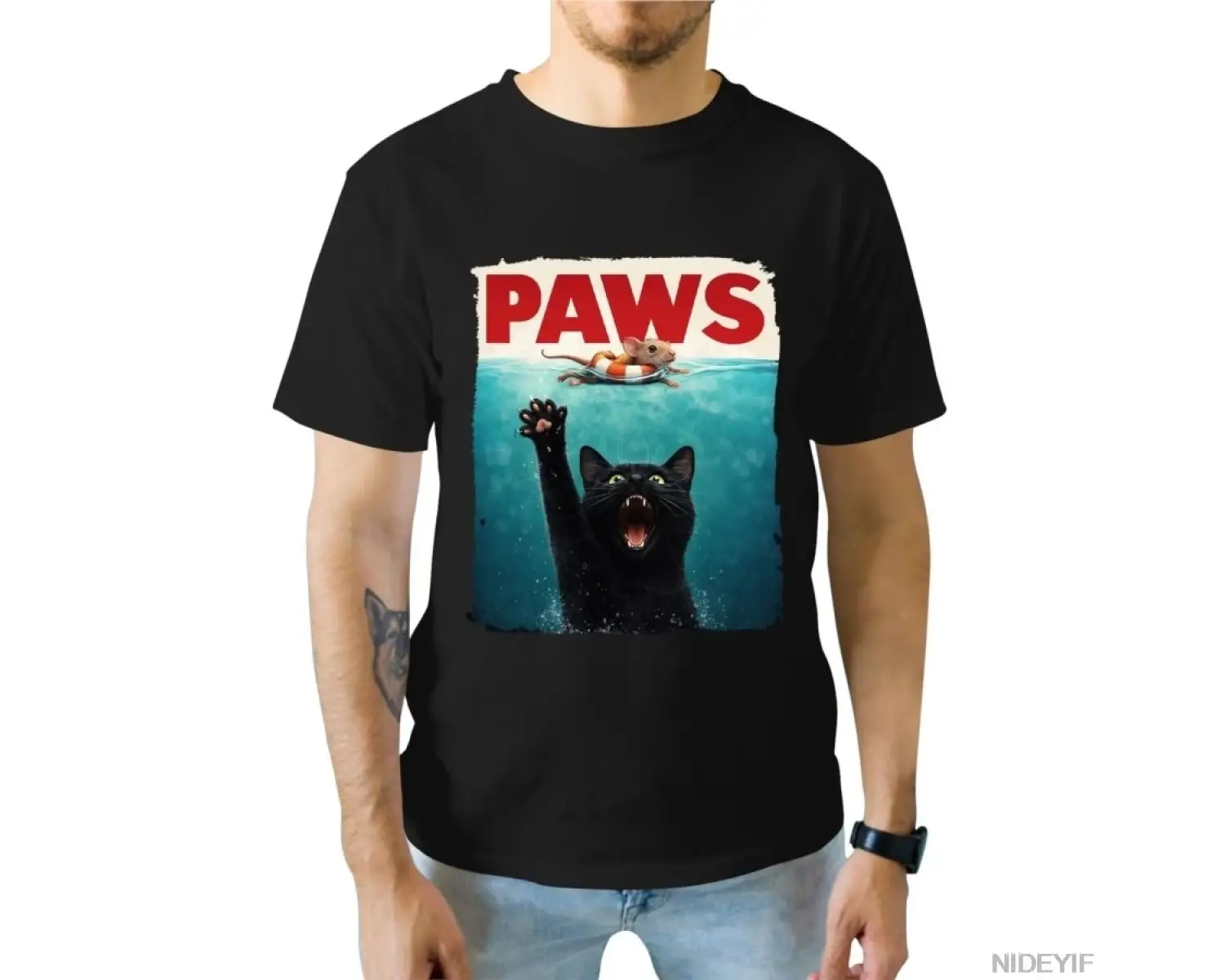 Paws Parodi Kedi Fare T-shirt Erkekler Kadınlar Için % 100% Pamuk T Shirt Kısa Kollu Üstler 0