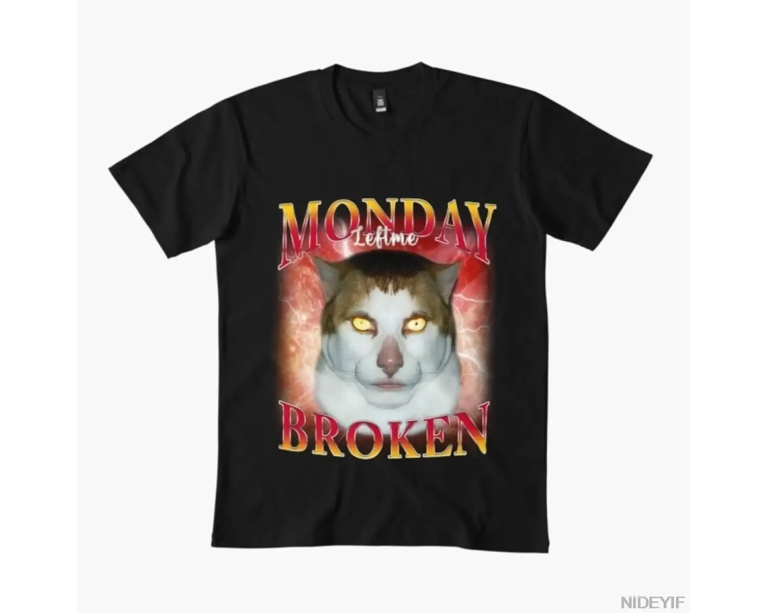 Pazartesi Bana Kırık Kedi Bıraktı Meme Erkekler Kadınlar İçin Tişört %100 Pamuklu Tişörtler K