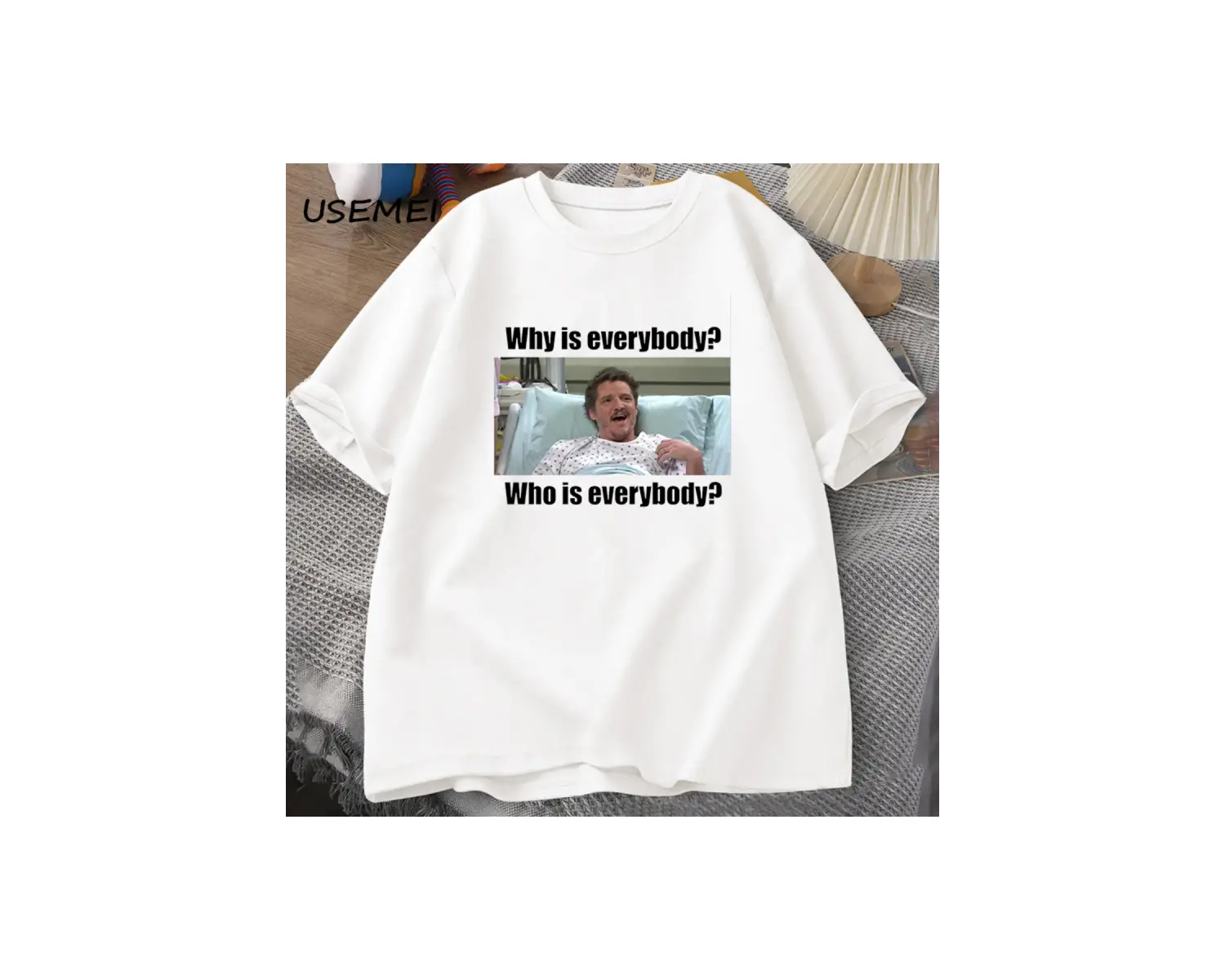 Pedro Pascal SNL neden T-shirt adam komik Teepamuk kısa kollu erkek pamuk T-shirt yaz 3039