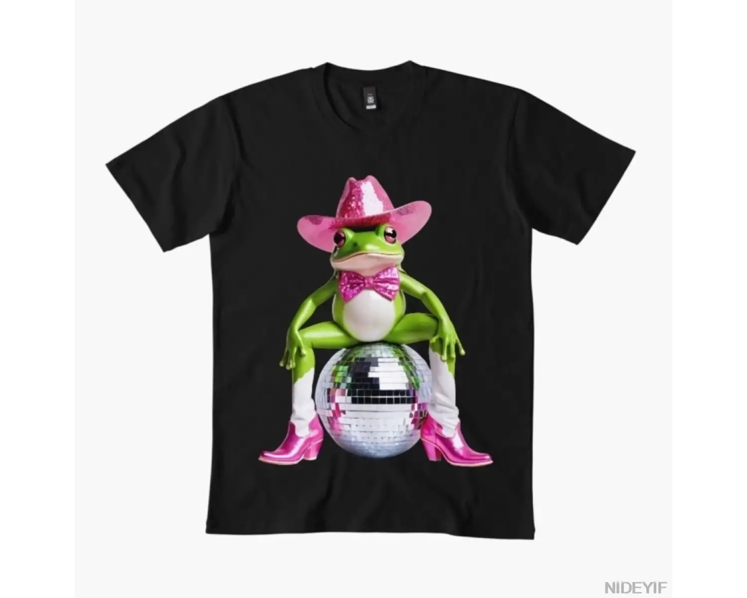 Pembe Disko Cowgirl Kurbağa T-shirt Erkekler Kadınlar Için % 100% Pamuk T Shirt Kısa Kollu Üs