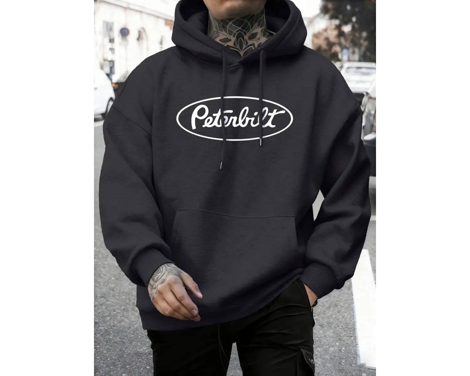Peterbilt Harfli Baskılı Polar Sonbahar Sweatshirtleri Erkek Yumuşak Koşu Kapüşonlu Üstü Soka
