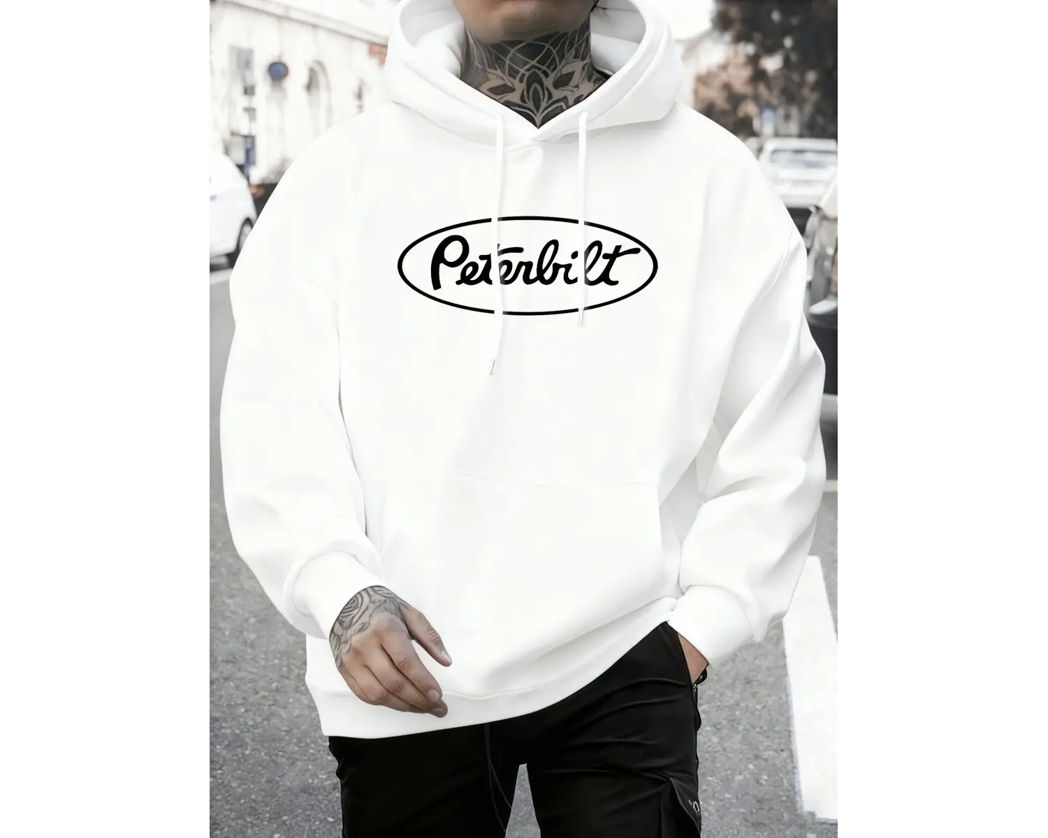 Peterbilt Harfli Baskılı Polar Sonbahar Sweatshirtleri Erkek Yumuşak Koşu Kapüşonlu Üstü Soka