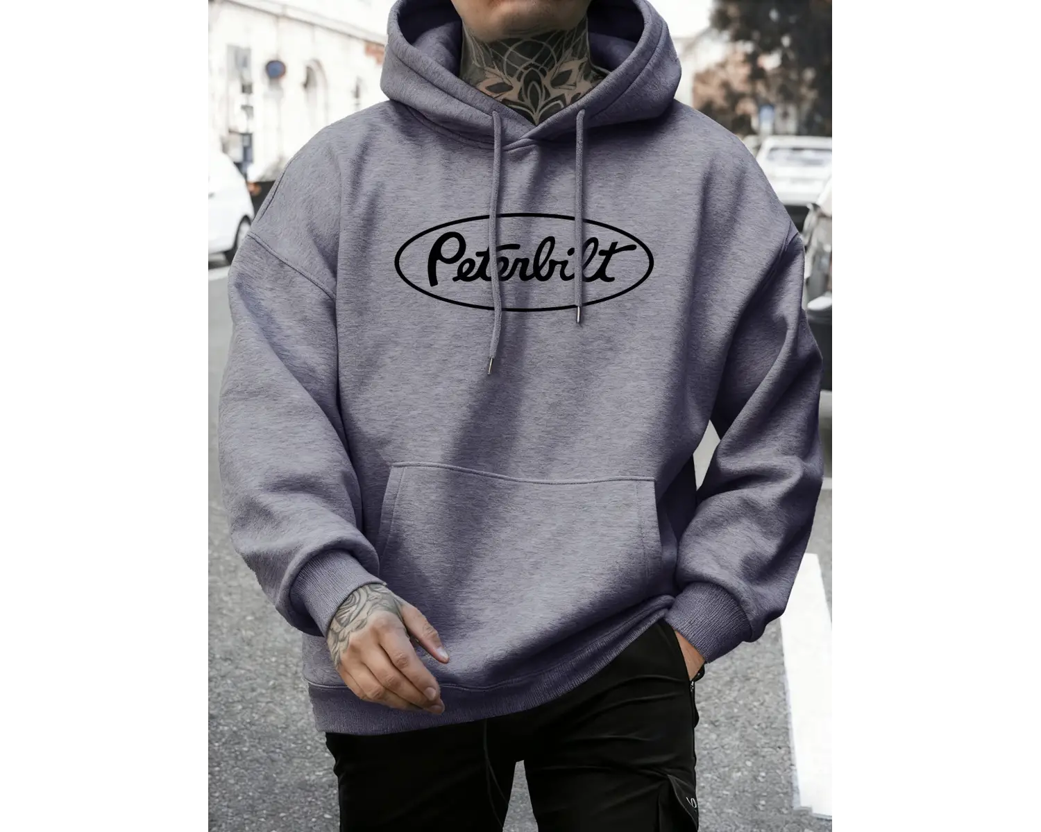 Peterbilt Harfli Baskılı Polar Sonbahar Sweatshirtleri Erkek Yumuşak Koşu Kapüşonlu Üstü Soka