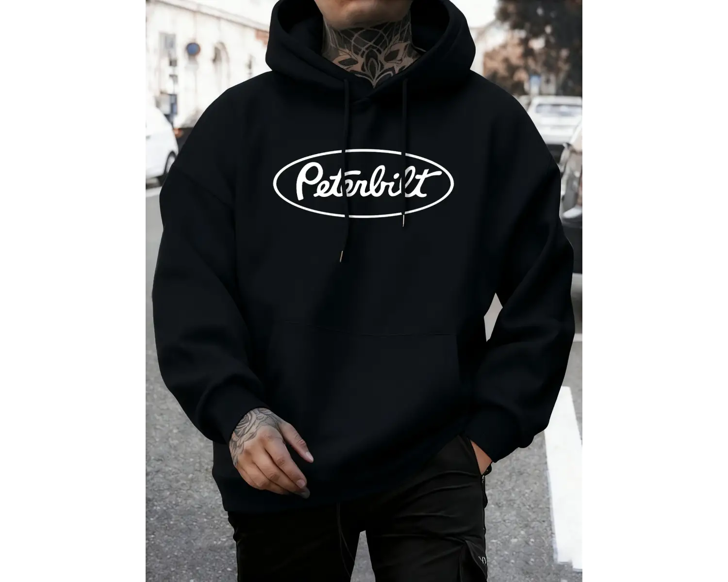 Peterbilt Harfli Baskılı Polar Sonbahar Sweatshirtleri Erkek Yumuşak Koşu Kapüşonlu Üstü Soka