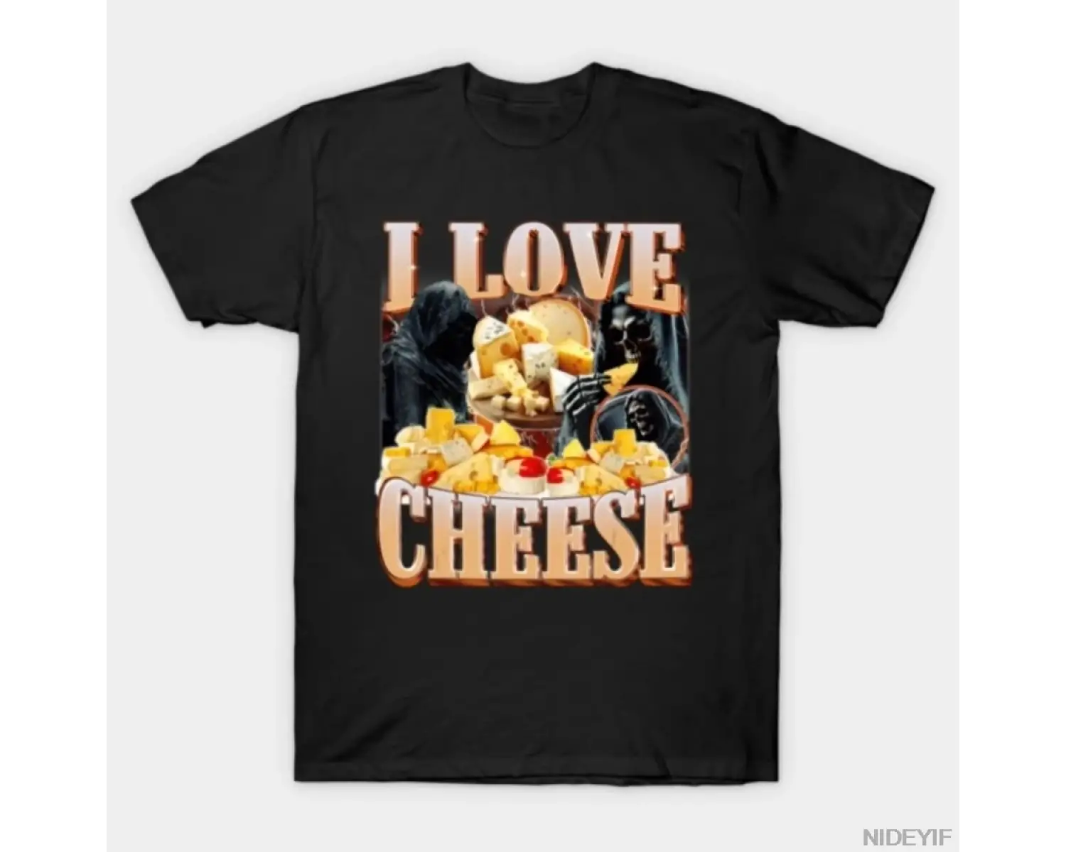 Peyniri Seviyorum Komik Yemek Sever Alıntı Tasarım T-shirt Erkekler Kadınlar Için % 100% Pam