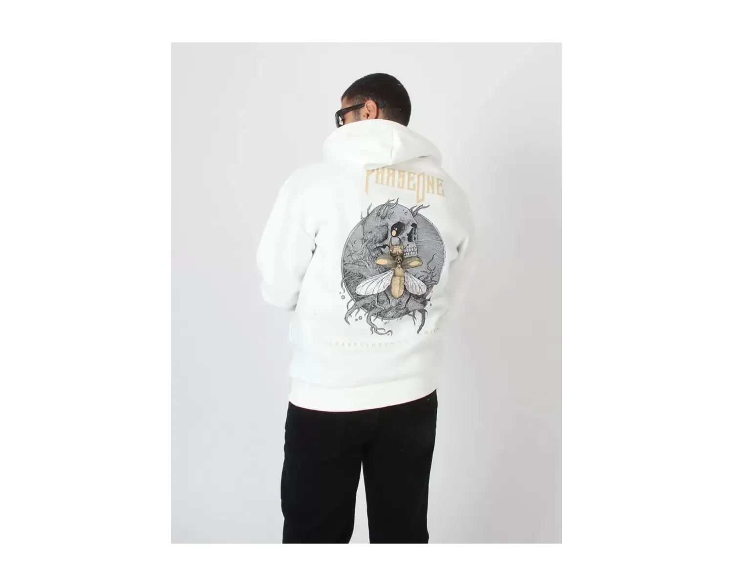 Phaseone Baskılı Beyaz Oversize Unisex Kapüşonlu