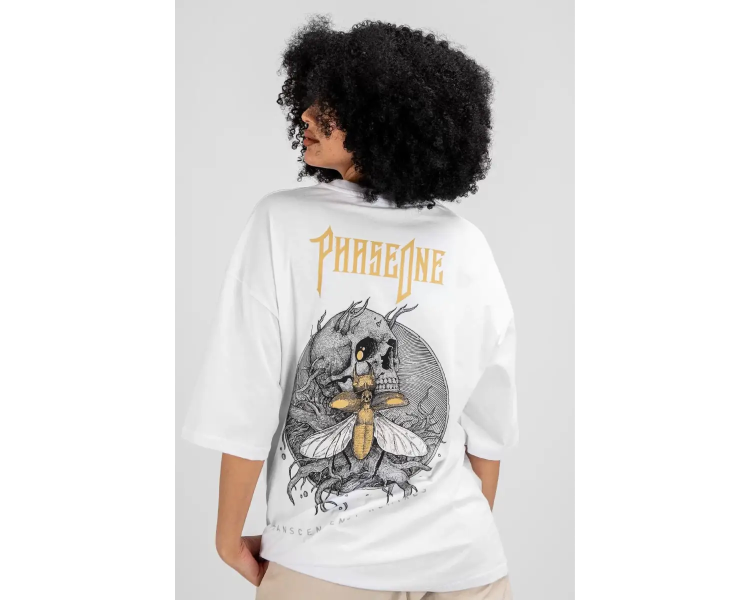Phaseone Sırt Baskılı Beyaz Unisex Oversize
