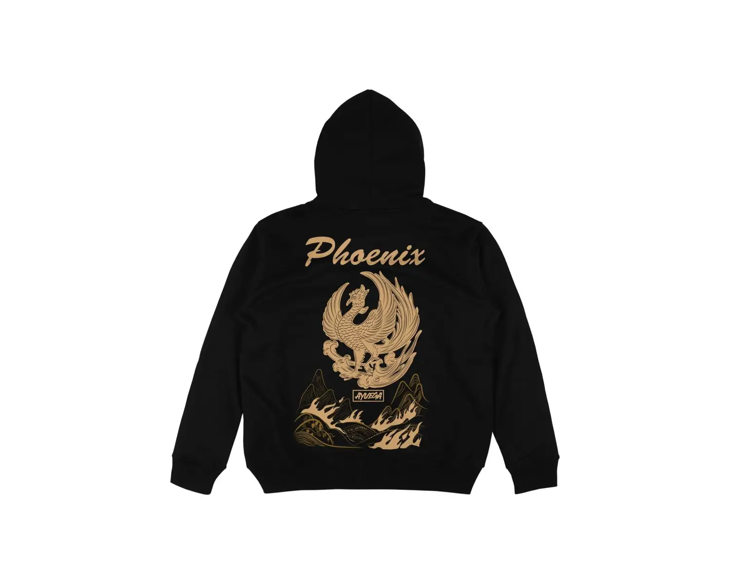 Phoenix Siyah Oversize Unisex Kapüşonlu Sweatshirt Hoodie