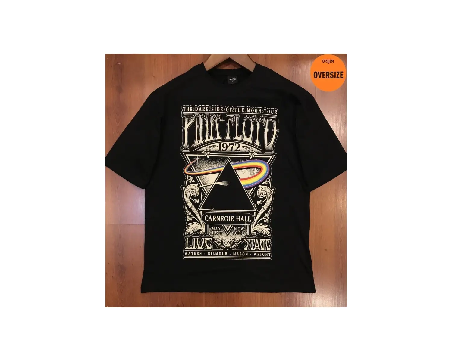 Pink Floyd Carnegie Hall Baskılı Oversize Siyah