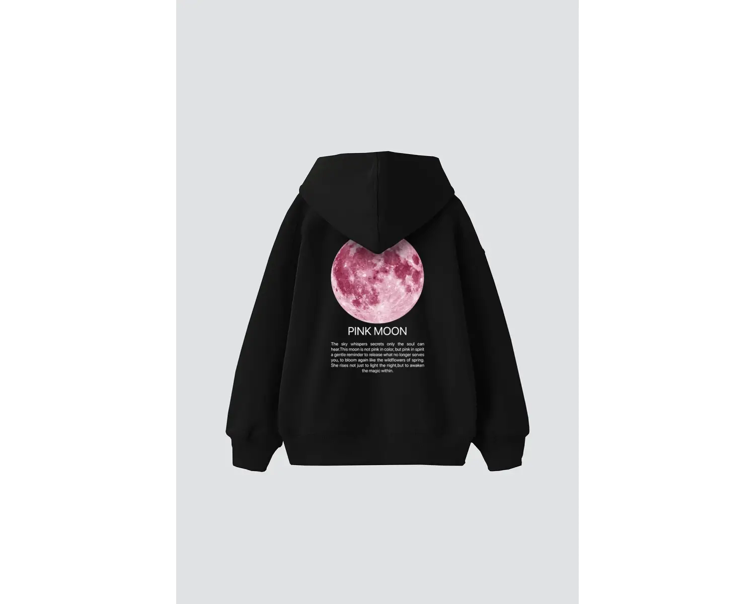 Pink Moon Baskılı Oversize Unisex Beyaz